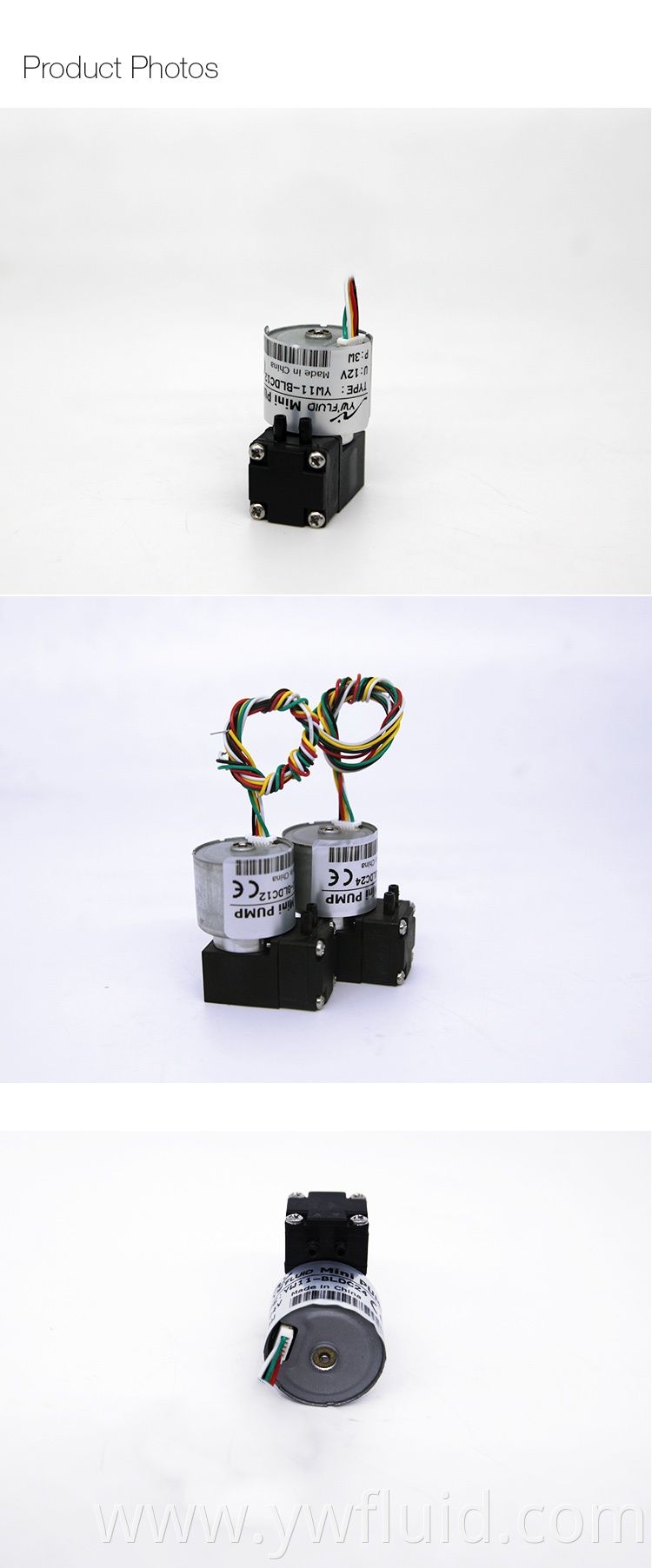 YWfluid 12v Low Noise Diaphragm Air Pump with BLDC motor Flow rate 180ml/min Used for Liquid Transfer Suction Filling